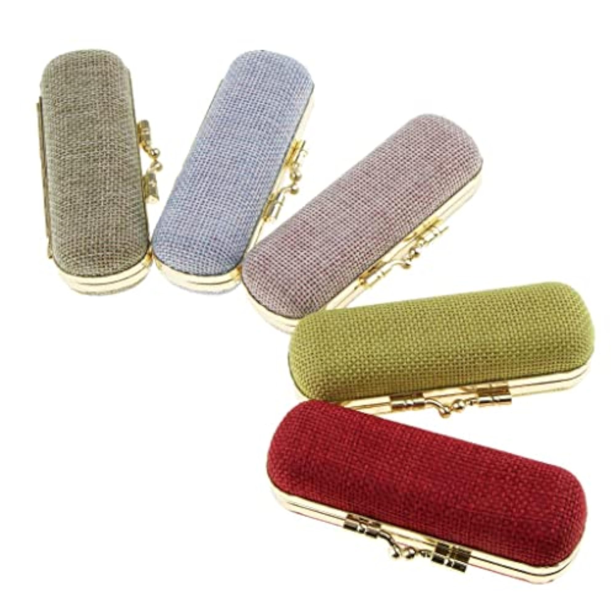 Soft Linen Cover Lipstick Case Holder with Mirror